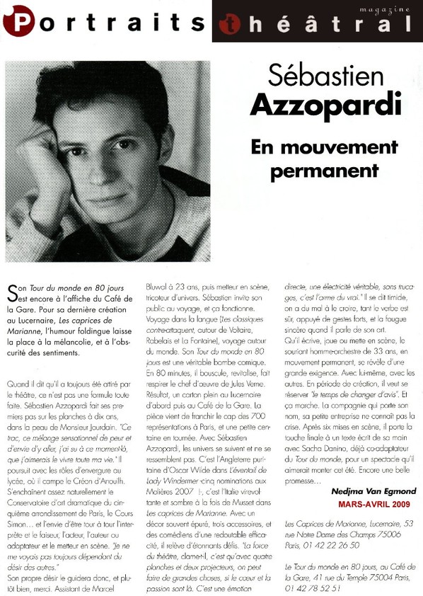 THEATRAL : Interview Sébastien Azzopardi THEATRAL : Interview Sébastien Azzopardi