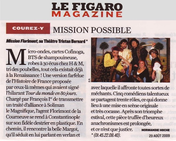 FIGARO MAGAZINE : Mission Florimont FIGARO MAGAZINE : Mission Florimont