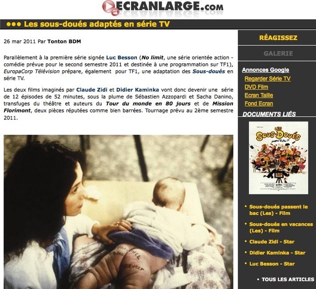 ECRAN LARGE : Les sous-doués - série TV ECRAN LARGE : Les sous-doués - série TV