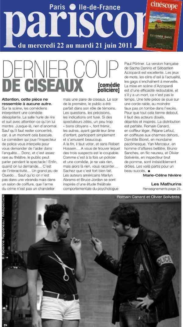 PARISCOPE : Dernier coup de ciseaux PARISCOPE : Dernier coup de ciseaux