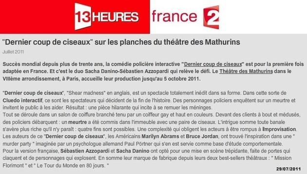 FRANCE 2 : Dernier coup de ciseaux