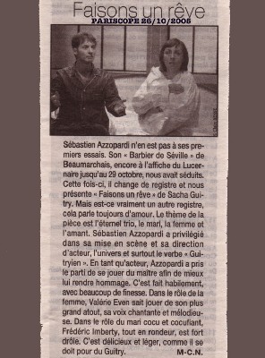 Articles de presse : FAISONS UN REVE Articles de presse : FAISONS UN REVE