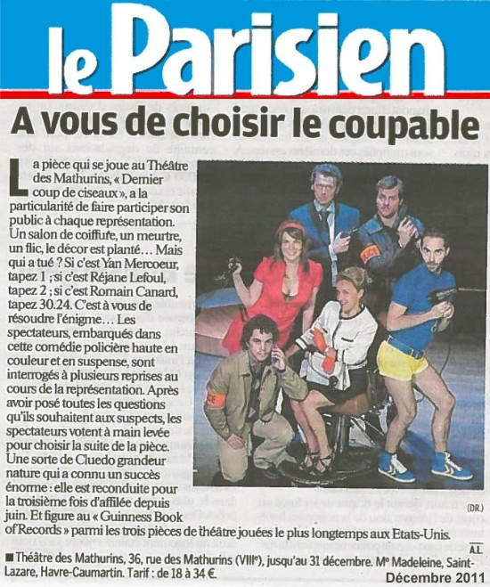 LE PARISIEN : Dernier coup de ciseaux