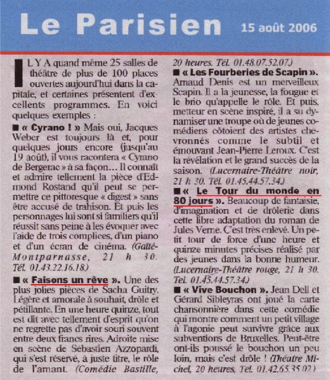LE PARISIEN : Faisons un rêve & Le Tour du monde en 80 jours LE PARISIEN : Faisons un rêve & Le Tour du monde en 80 jours