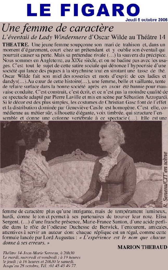 FIGARO : L'eventail de Lady Windermere