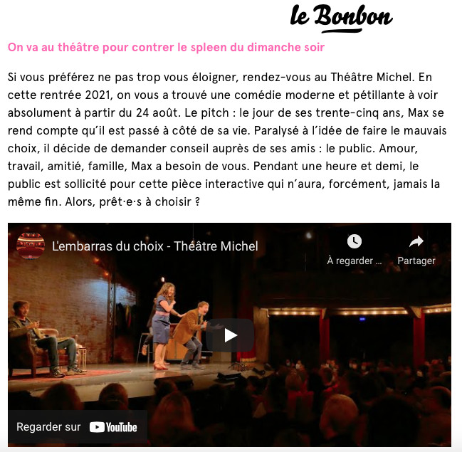 LE BONBON : Embarras du choix LE BONBON : Embarras du choix