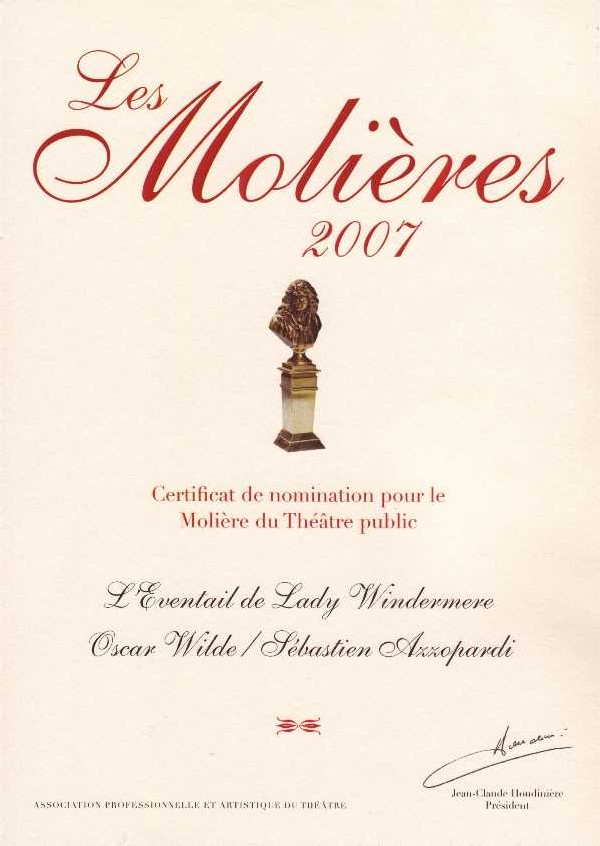 L'EVENTAIL DE LADY WINDERMERE : 5 Nominations MOLIERE 2007