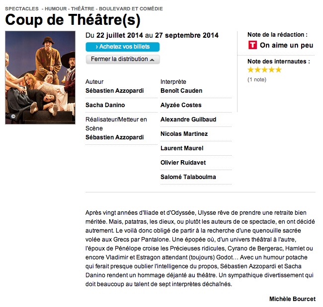 TELERAMA : Coup de théâtre(s)