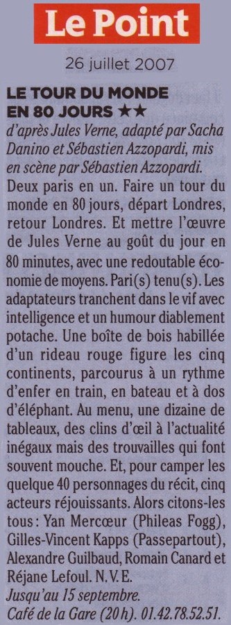 LE POINT : Le tour du monde en 80 jours