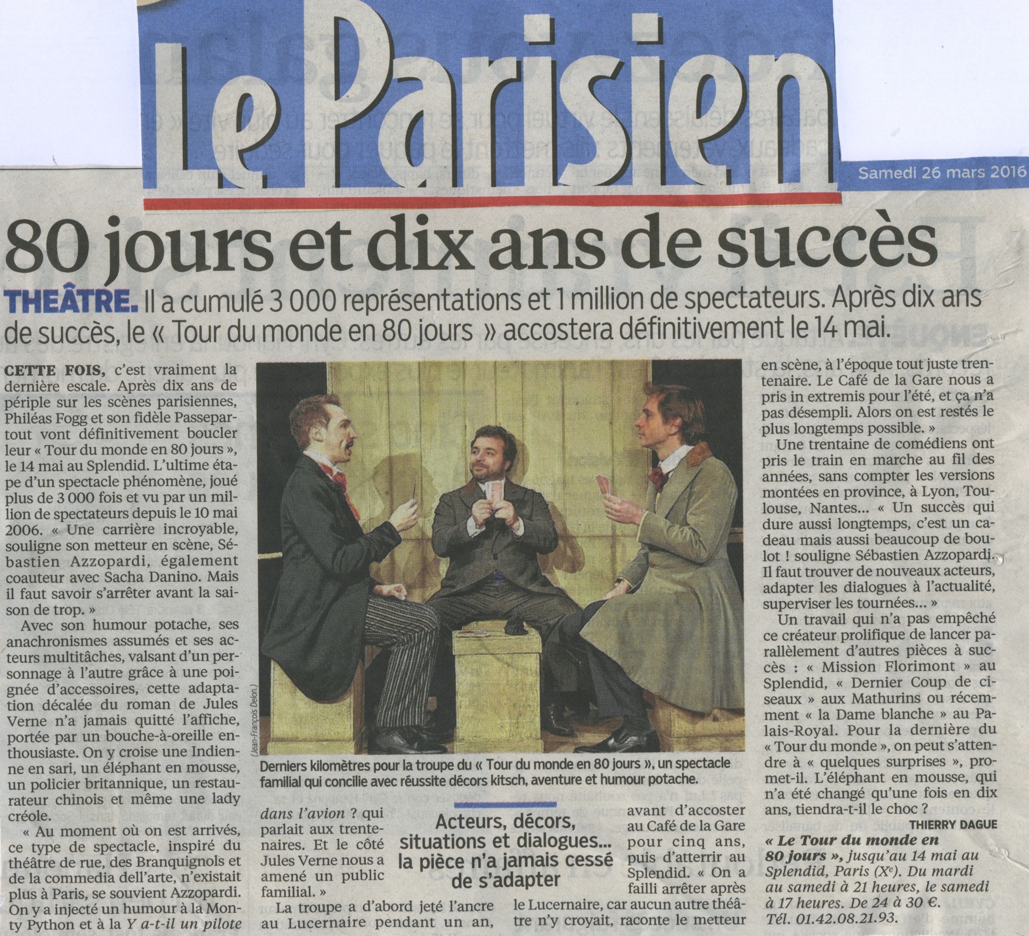 LE PARISIEN : Le tour du monde en 80 jours